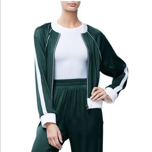 Good American Satin Bomber in Emerald